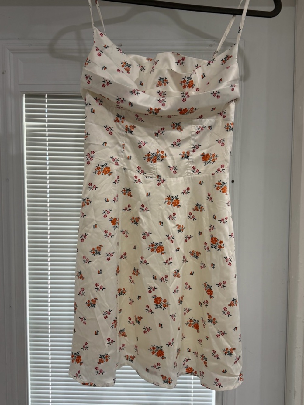 Cider Cream Mini Dress with Orange Floral Print